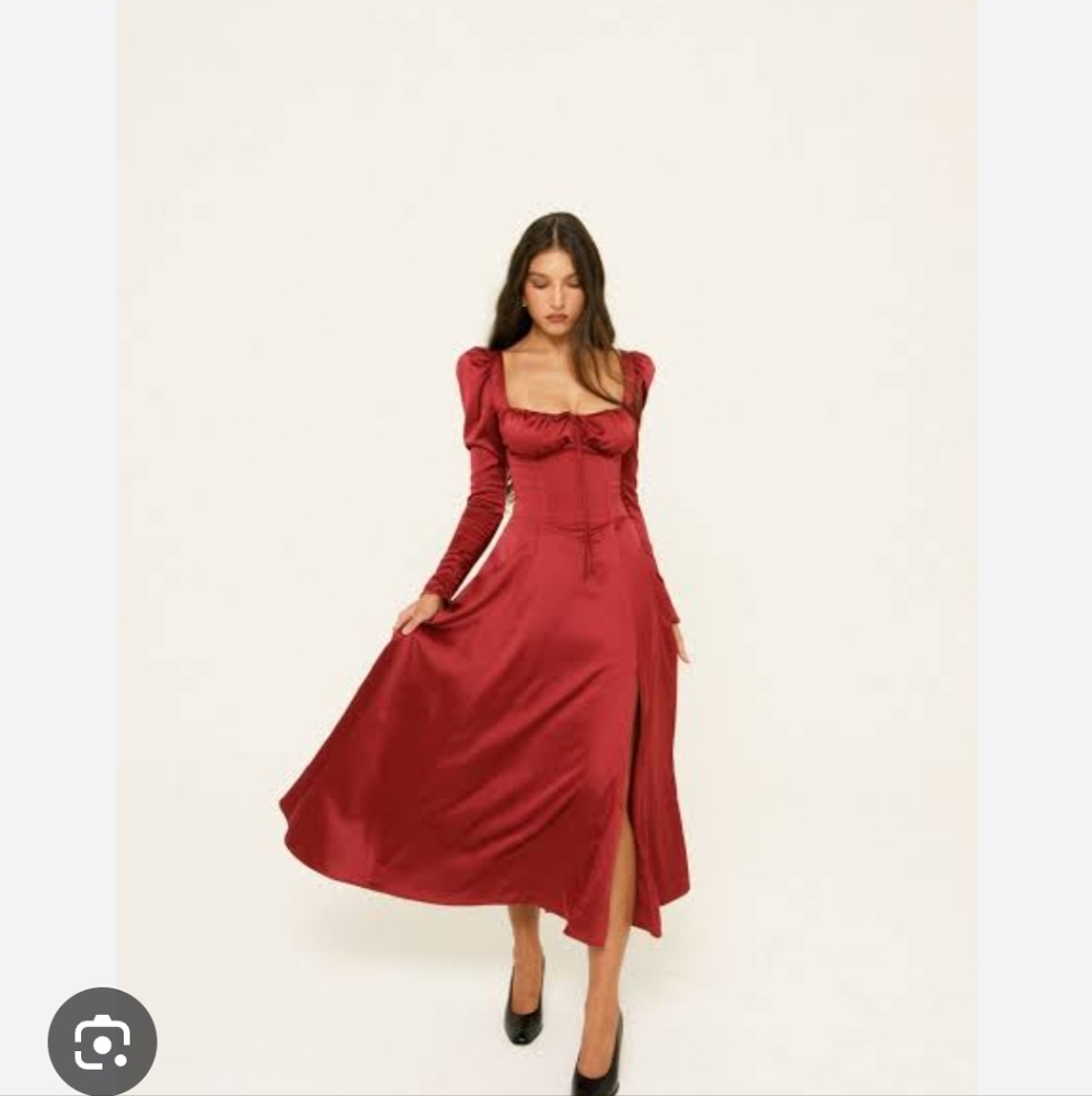 Sebille ruby red midi corset dress - Picture 2 of 6